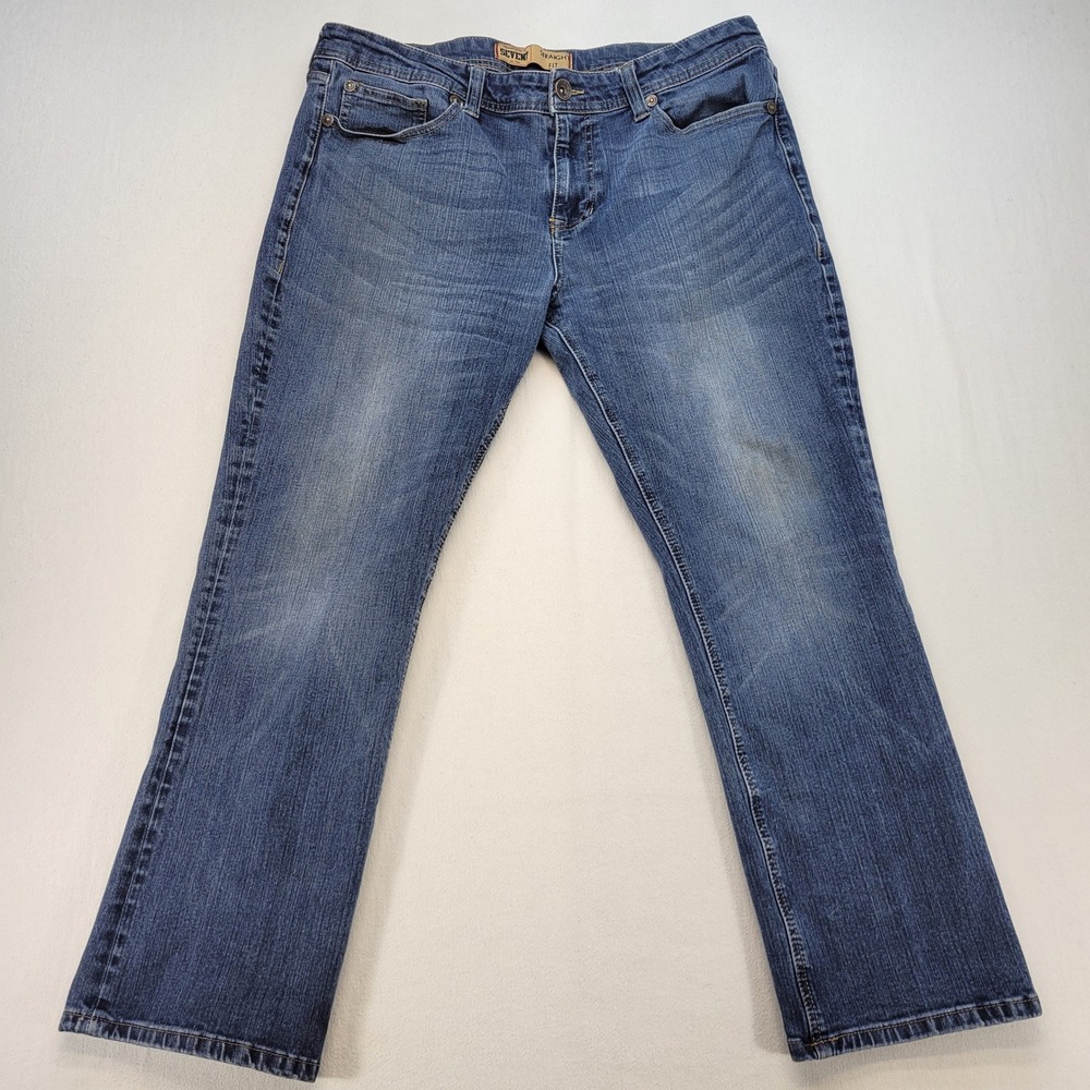 Seven7 Straight Fit Jeans Mens 36x27* Blue Mid Rise‎ Medium Wash Denim